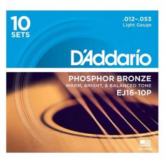 D'Addario EJ16-10P Phosphor Bronze Light Acoustic Guitar Strings